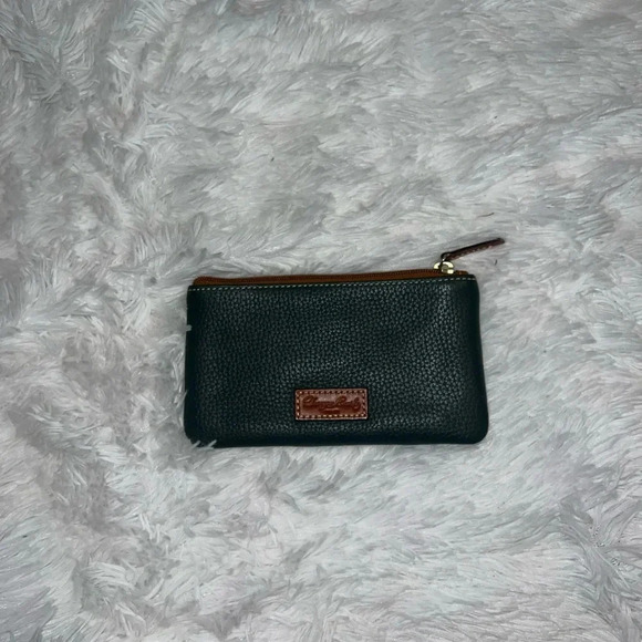 Dooney & Bourke Zip Card Wallet Dark Forest Green with ID Slot Leather - Picture 1 of 4